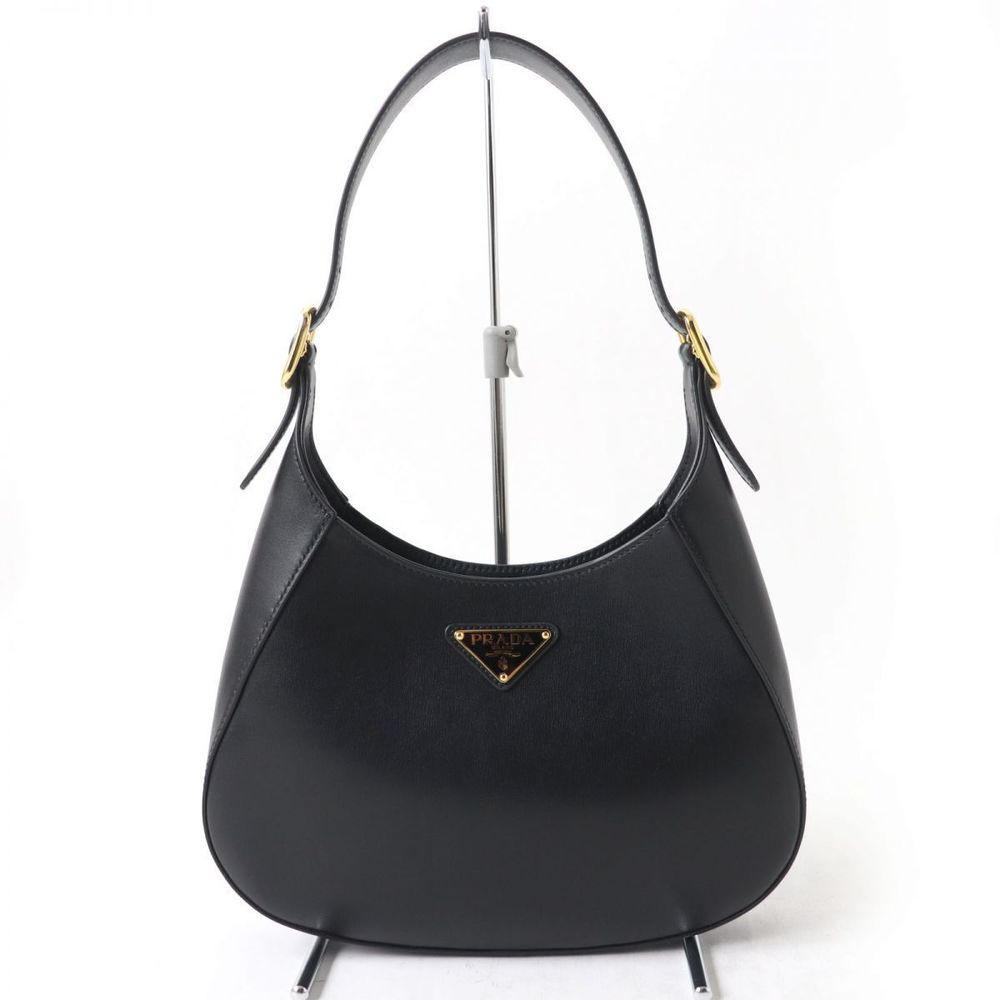 Prada Leather Hardware Triangle Shoulder Logo Gol… - image 2